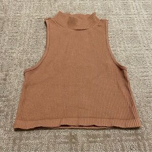 {Aeropostale} Ribbed Sleeveless Cropped Knit Top | Neutral Tan ~ Size Small